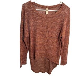 Ginger G Women's Size Small Knit Top High Low Hem Purple Orange Metallic Pocket